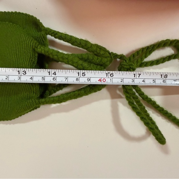 Vintage avocado Green Woven Fabric Crochet wide Belt adjustable 1970’s main image 10